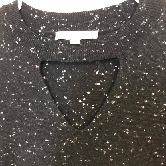 2/$30 - Loft - Black Speckled Cutout Sweater | Long Sleeve Casual Knit Top - Picture 7 of 9